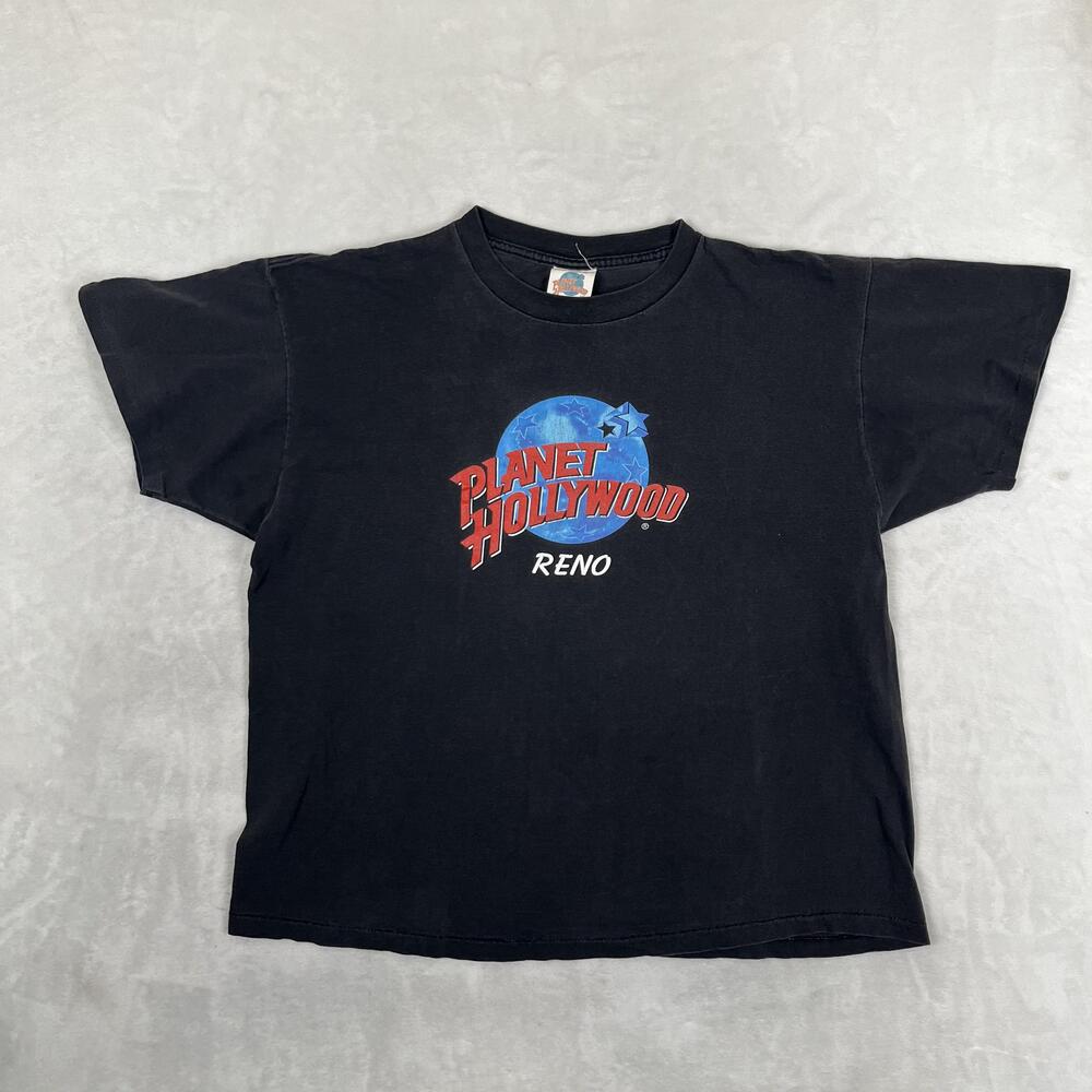 Vintage Planet Hollywood Reno T-Shirt Mens XL Black Logo Restaurant Tee USA